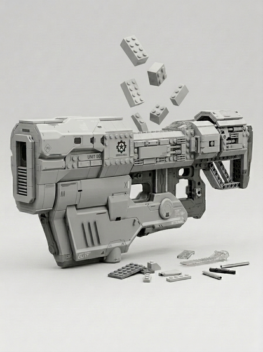 Science fiction blaster brick build teaser
